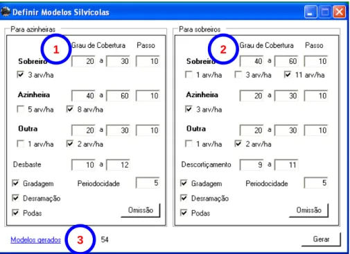 Figura 15 – Formulário para parametrização e geração de modelos silvívolas.