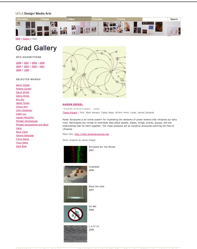 Figura 2 – Screenshot de uma página da galeria de trabalhos do curso Design and Media Arts, UCLA 
