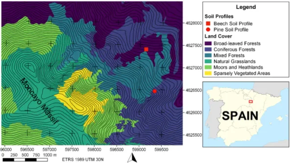 Fig. 1. Location of the sampling sites in the Moncayo Natural Park.