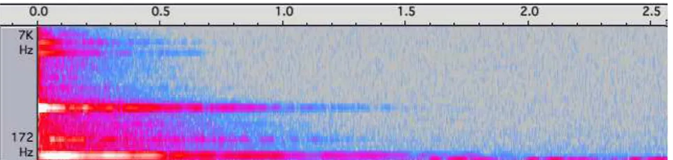Fig. 17.  Espectro sonoro da nota Eb4 percutida por uma baqueta de dureza média com o  toque morto