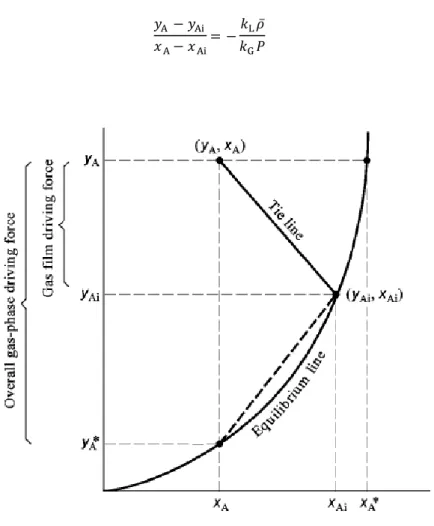Figure  2.3. has a representation  of  various  concentrations  and  driving  forces  in a  y=f(x)  diagram