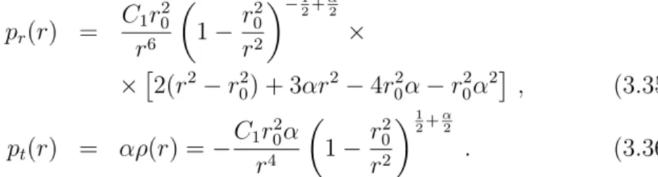 Figure 3.3: The stress-energy tensor satisfies the WEC, for the specific case of the equation of state p t = αρ and considering the form function b(r) = r 2 0 /r.