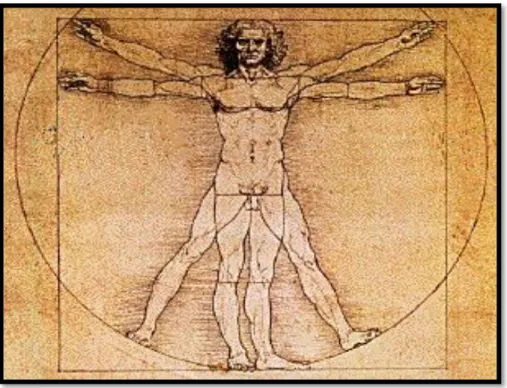 Figura 5  – O Homem Vitruviano, desenho de Leonardo da Vinci, 1490. 