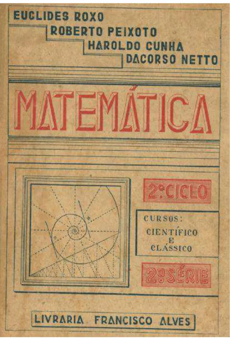 Figura 11  – Capa do livro de Euclides Roxo, Roberto Peixoto, Haroldo Cunha  e Dacorso Netto