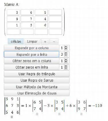 Figura 2.1: Interface do aplicativo “Calculadora de determinantes”.