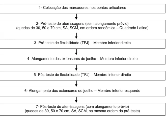 FIGURA 4 – Seqüência de procedimentos da coleta de dados do protocolo  experimental.  
