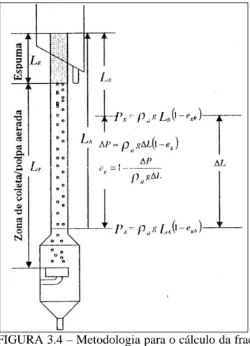 FIGURA 3.4 – Metodologia para o cálculo da fração volumétrica de  gás por meio de medidas de pressão