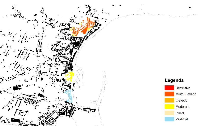 Figura 10: Mapa de risco de infestação da praga de Cryptotermes brevis obtido com dados da monitorização realizada no ano de 2018 na cidade da Horta