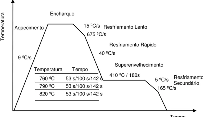 Figura 4.5 - Curva esquemática dos ciclos de recozimento contínuo. 