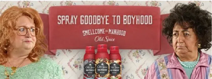 Figure 1. Old Spice campaign “Spray goodbye to boyhood” targeting mothers  https://www.youtube.com/watch?v=jlpLJptwUc0 