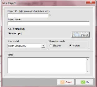 Figure 3.1 – PRIMO window that opens when new Project is selected. 