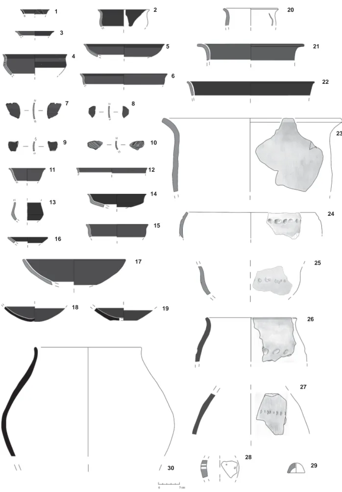 Fig. 11.— Salsa 3. Cerâmica da U.E. 30 (n.º 1-29) e da fossa 2 (n.º 30).