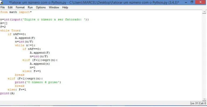 Figura 5.9 Fatorar um número com o Python