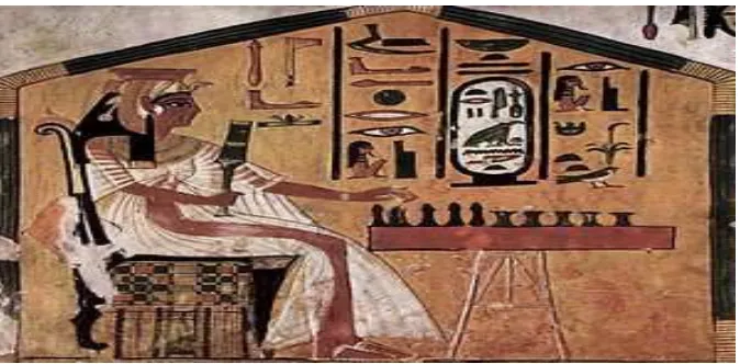 Figura 1 - Nefertari jogando Senet. Pintura da tumba da Rainha Nefertari  do Egito (1295  – 1255 a.C.) 