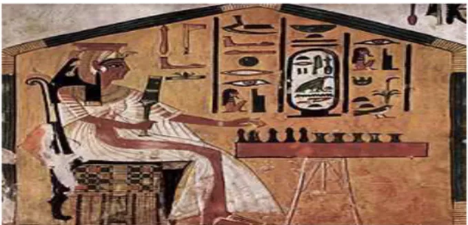Figura 1 - Nefertari jogando Senet. Pintura da tumba da Rainha  Nefertari do Egito (1295 – 1255 a.C.) 