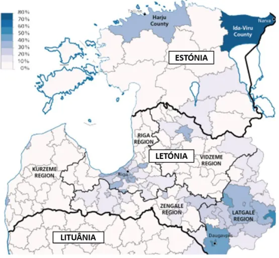 Figura 3 – Localização da minoria Russa  Fonte: (Radin, 2017, p.15)