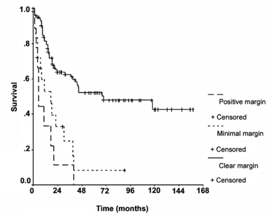 Figure 5 – Disease specific survival by surgical margin.
