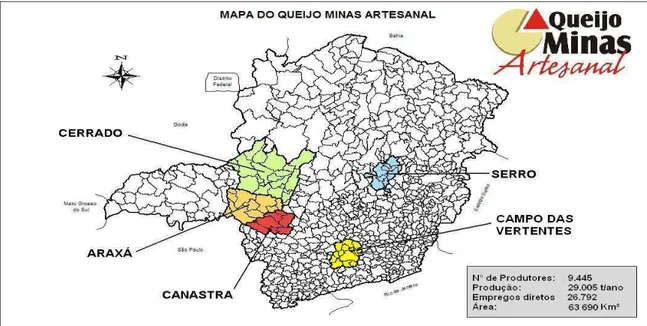 Figura 2. Mapa do queijo Minas artesanal da Serra da Canastra (EMATER, 2015) 