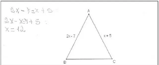 Figura 37 – Resposta do sujeito S2 para a questão 9 do teste sobre triângulos.
