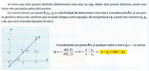 Figura 1.7: Fórmula para encontrar equação reduzida quando conhecido um ponto e  a declividade