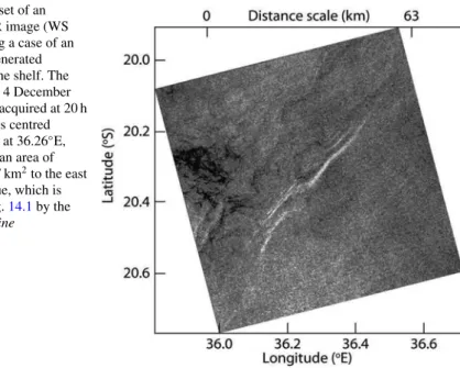Fig. 14.2 Subset of an Envisat-ASAR image (WS mode) showing a case of an ISW packet generated directly over the shelf