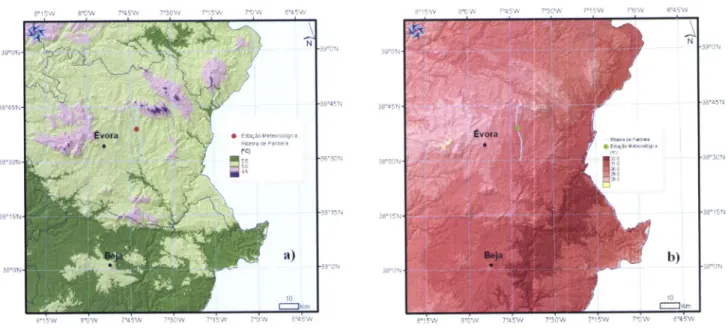 Figura  2.3  -  (a)  Valores  médios  da  temperatura  mínima  do  ar no  Inverno  (Dezembro,  Janeiro,  Fevereiro) e  (b) Valores  médios  da  temperatura  máxima do  ar no  Verão  (Junho,  Julho, Agosto)