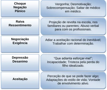 Figura 4 – Estádios da reação parental de um filho com NEE –   traduzido e adaptado de Cook et al., 1992 como citado em Oliveira, 2010 
