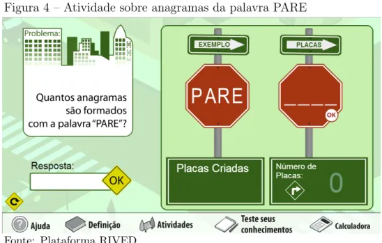 Figura 4 – Atividade sobre anagramas da palavra PARE