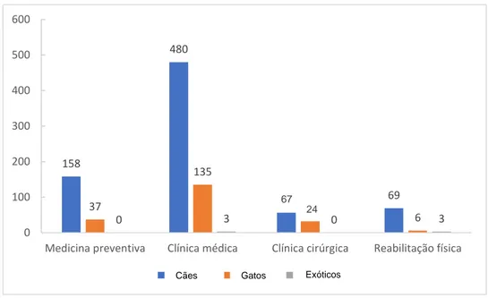Gráfico 2 - Distribuição dos casos acompanhados por área clínica (n=982) 