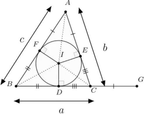 Figura 1.7: Rela¸c˜oes entre as medidas dos lados do triˆangulo.