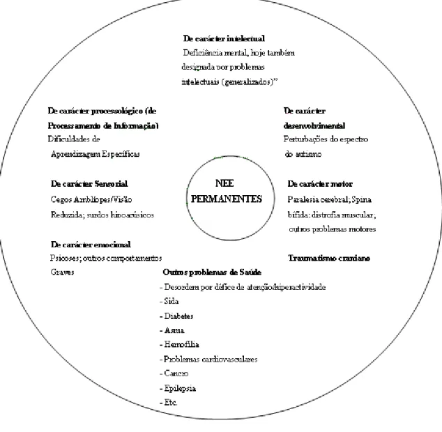 Figura 5 - Tipos de NEE significativas adaptado por Correia (2008: 47) 