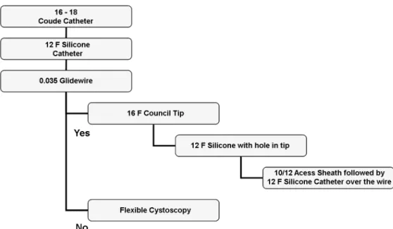 Figure 4 –  Dificult urethral catheterization algorithm.