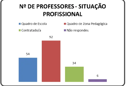 Gráfico 7 – O número de professores de acordo com a situação profissional 