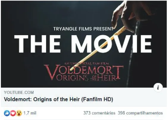 Figura 11: Postagem de lançamento de Voldemort: origins of the Heir na fandom Club Poterhead, no facebook