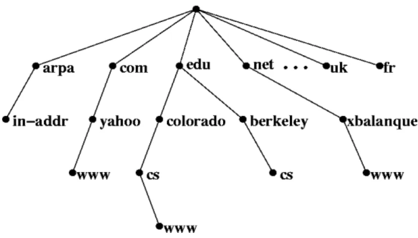 Figure 2.1: Example of the structure of the DNS tree [1].