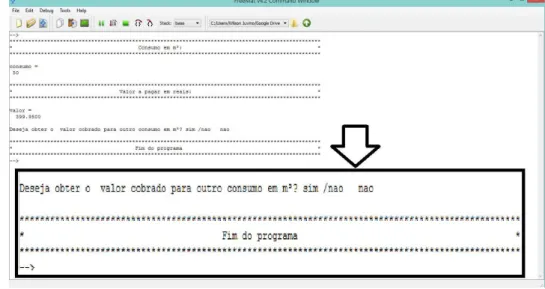 Figura 4.19: Compilando o programa “VALORES” no FreeMat: terceira etapa do pro- pro-grama