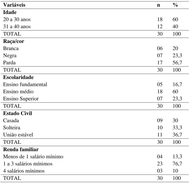 Tabela  1  –  Distribuição  de  gestantes  atendidas  no  Centro  de  Saúde  estudado,  segundo  características sociodemográfica