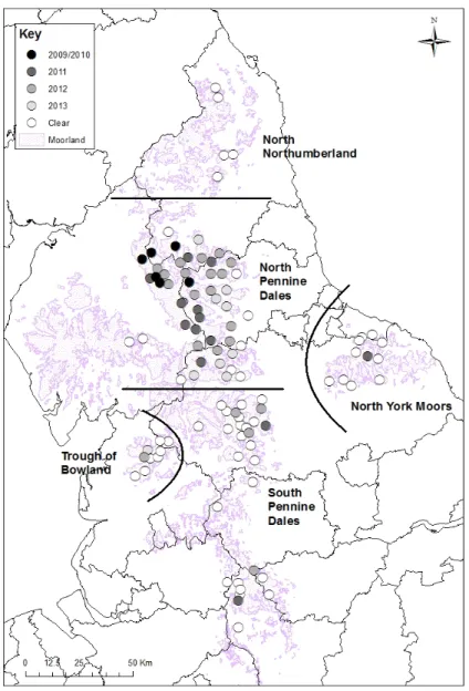 Figure  2  -  The  geographical  position  of  grouse  moors  reporting 