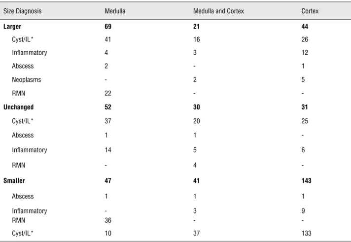 Table 3 - Outcome of 247 Enlarging or Unchanged In Size Small Renal Masses Reexamined by Multiphase MDCT.