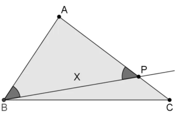 Figura 2.2: Ordem dos lados e ˆangulos de um triˆangulo seque que o △ABP ´e is´osceles de base BP 