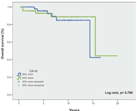 Figure 3: Overall survival curve by the expression of CA-IX.