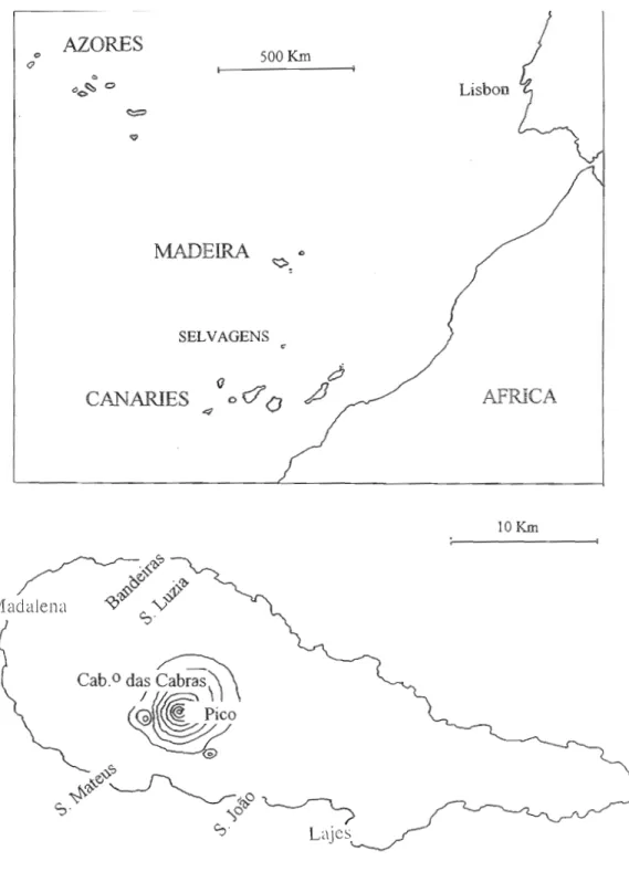 Fig.  1.  Atlantic islands  with  Pico enlarged  below. 