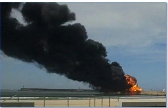 Figura 1 Acidente grave, explosão numa esteira de tubagens no porto de Leixões (2012)
