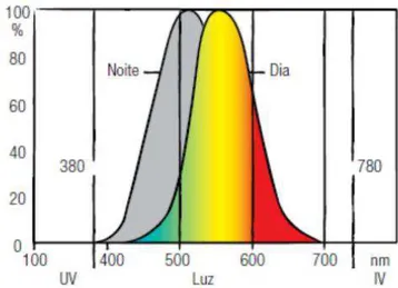 Figura 2 - Curva Internacional de Sensibilidade Espectral do Olho  Humano 