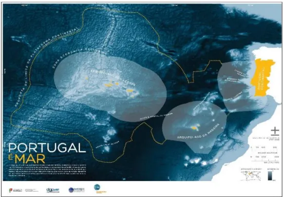 Figura 1 – Mapa Portugal é Mar, usado na divulgação da importância da proposta de expansão da ZEE  portuguesa