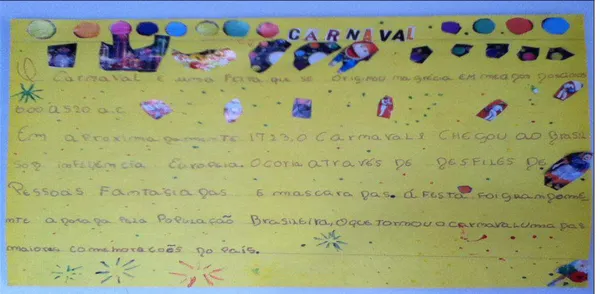 FIGURA 18  – Cartaz sobre a origem do carnaval, produzido pelas crianças 