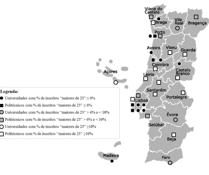 Gráfico 1: Geografia das inscrições com as provas “maiores de 23” no setor público (2009-2010)