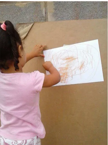Figura 8 - Criança desenhando com torrão de terra 