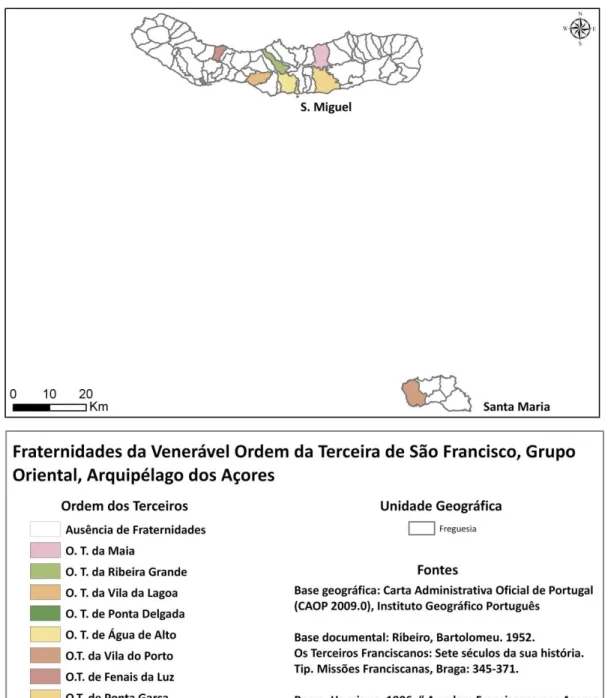 Fig. 06 – Mapa co m a d istribuição das Fraternidades de Terceiros no Grupo Oriental. 