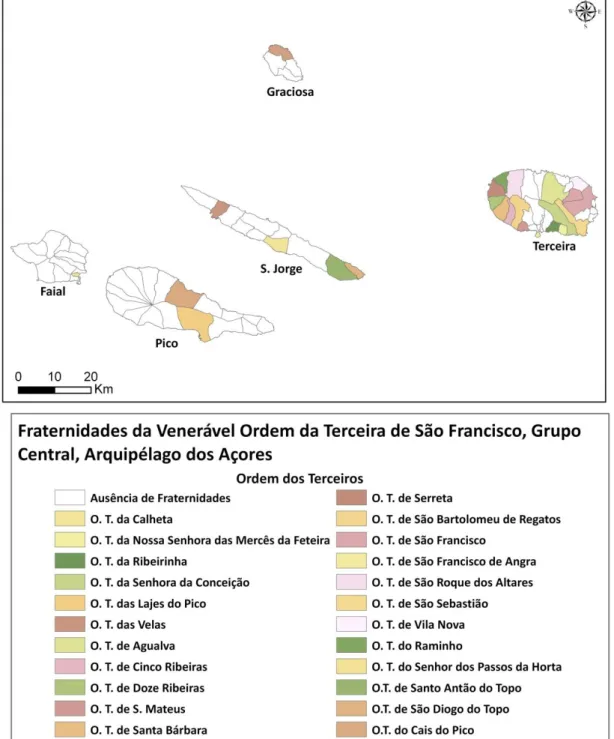 Fig. 07 – Mapa co m a d istribuição das Fraternidades de Terceiros no Grupo Central.  